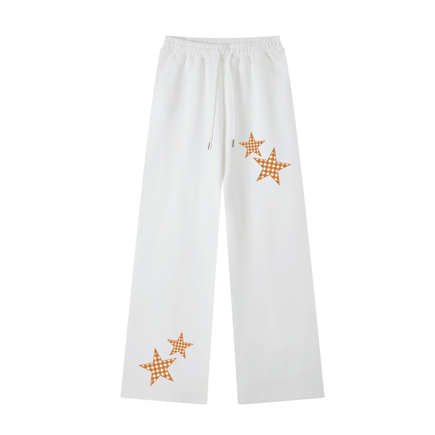 Orange Gingham Straight-Leg Sweatpants