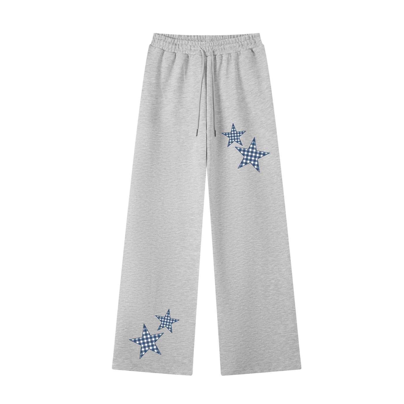 Navy Gingham Straight-Leg Sweatpants