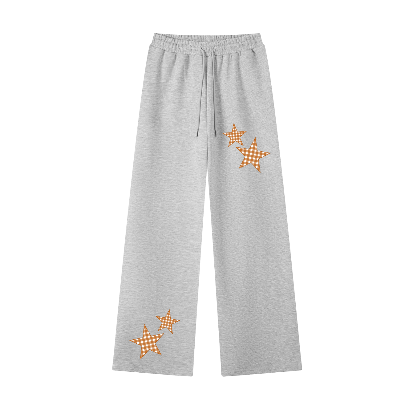 Orange Gingham Straight-Leg Sweatpants