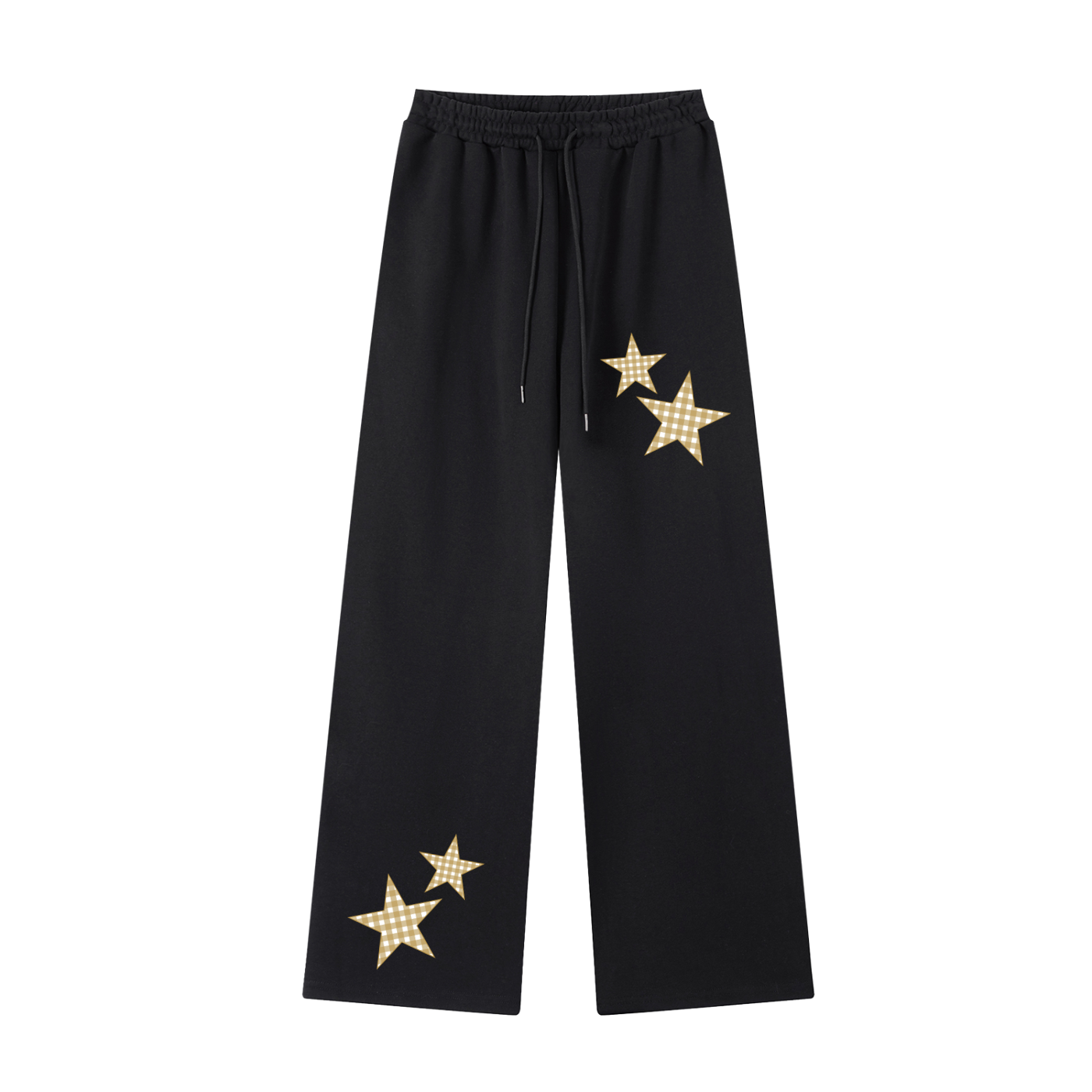 Gold Gingham Straight-Leg Sweatpants