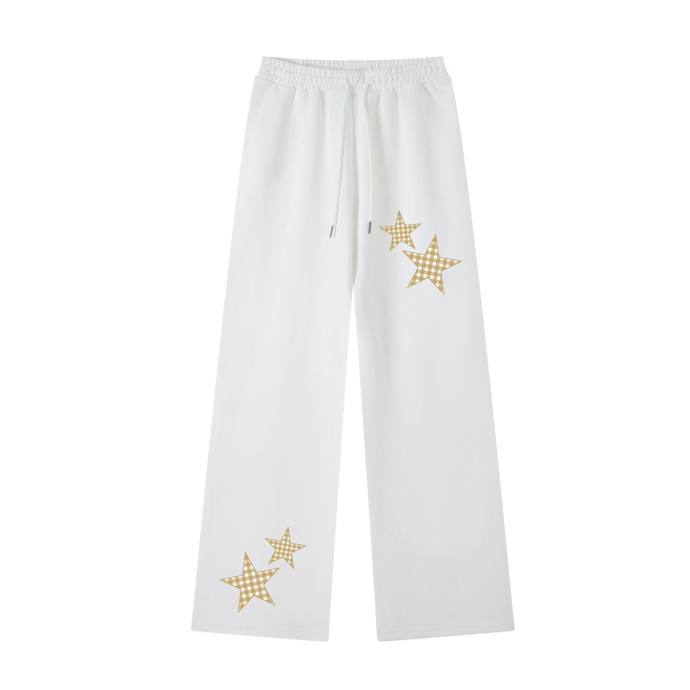 Gold Gingham Straight-Leg Sweatpants