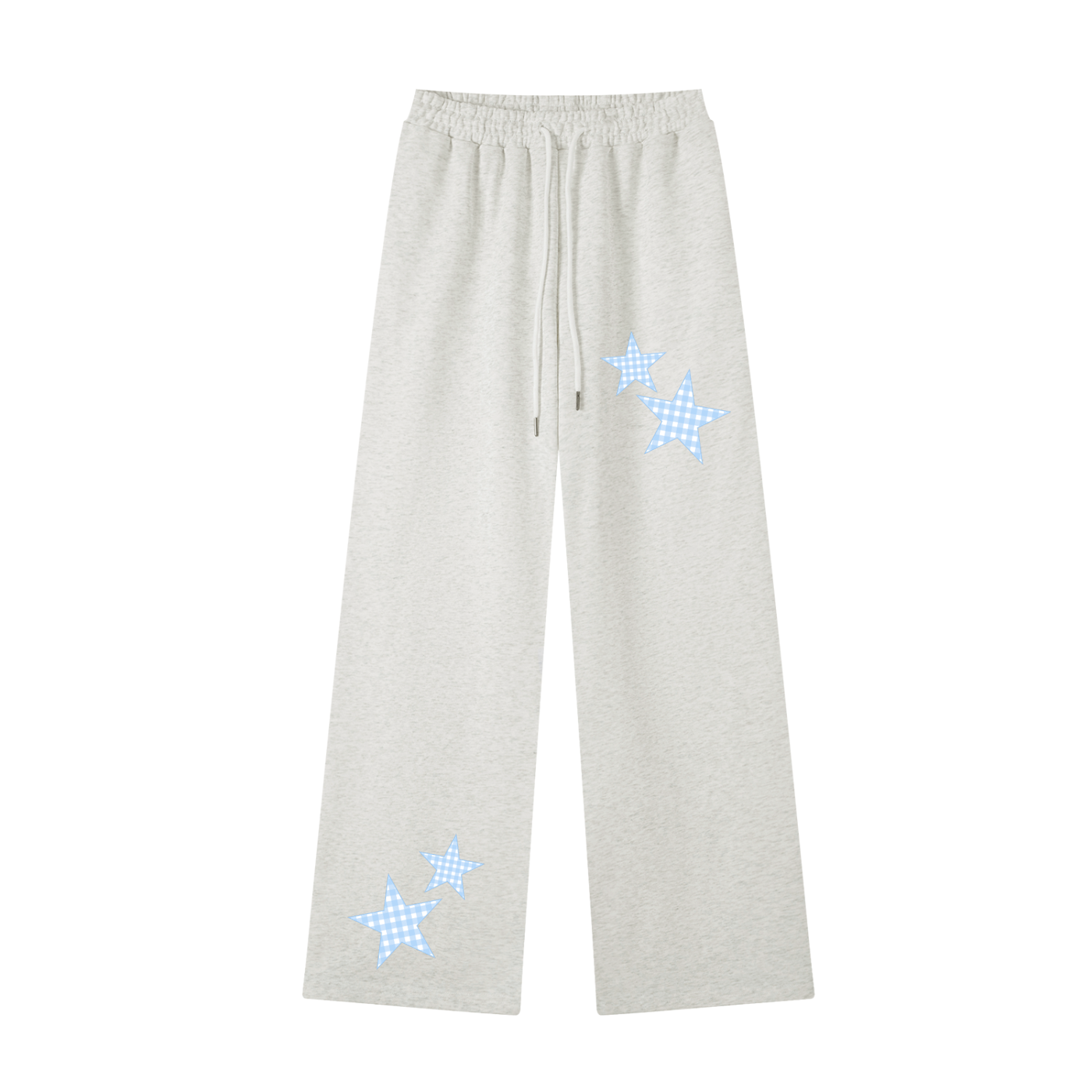 Light Blue Gingham Straight-Leg Sweatpants
