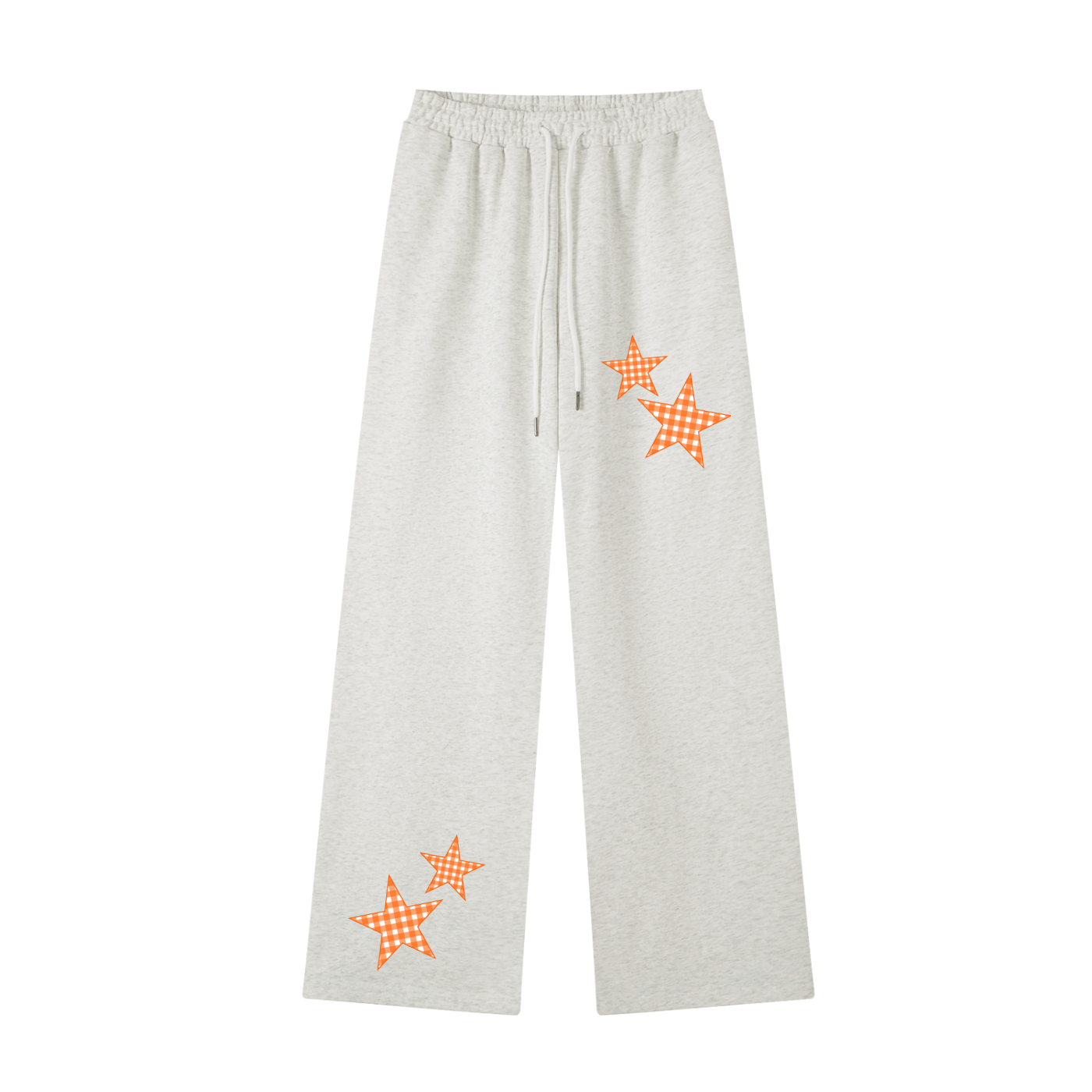 Orange Gingham Straight-Leg Sweatpants