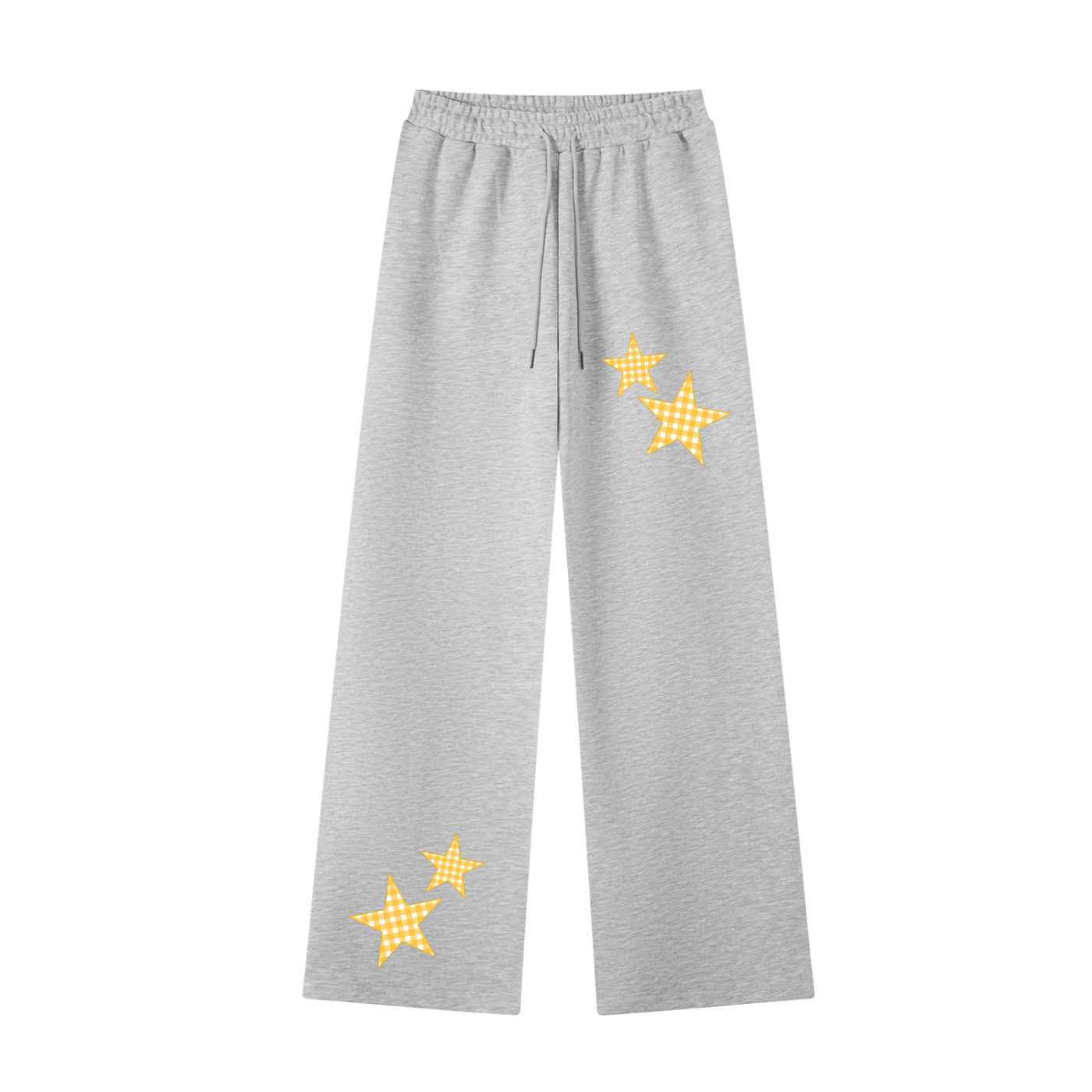 Gold Gingham Straight-Leg Sweatpants
