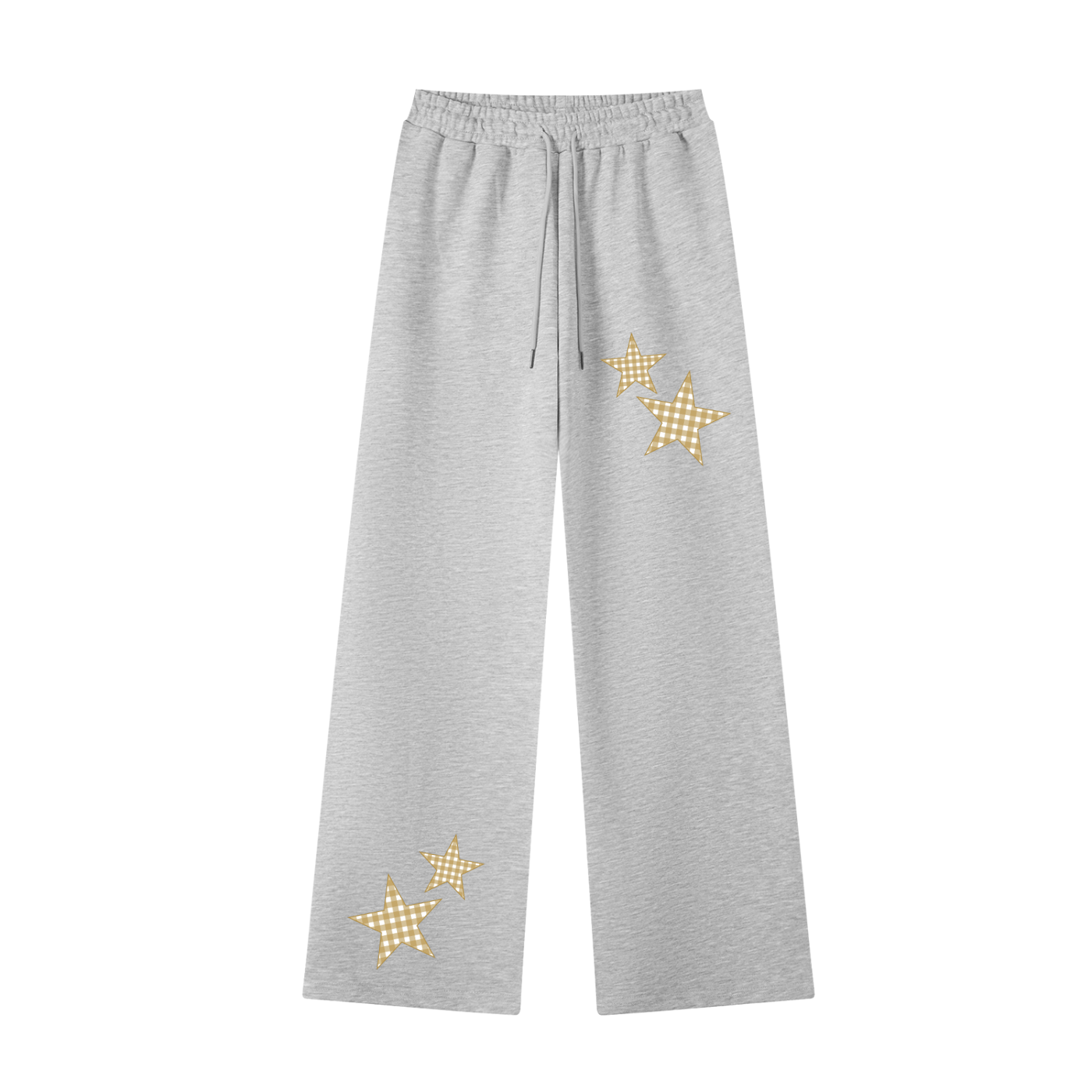 Gold Gingham Straight-Leg Sweatpants