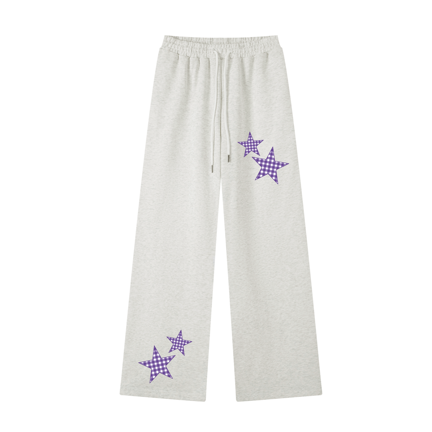 Purple Gingham Straight-Leg Sweatpants