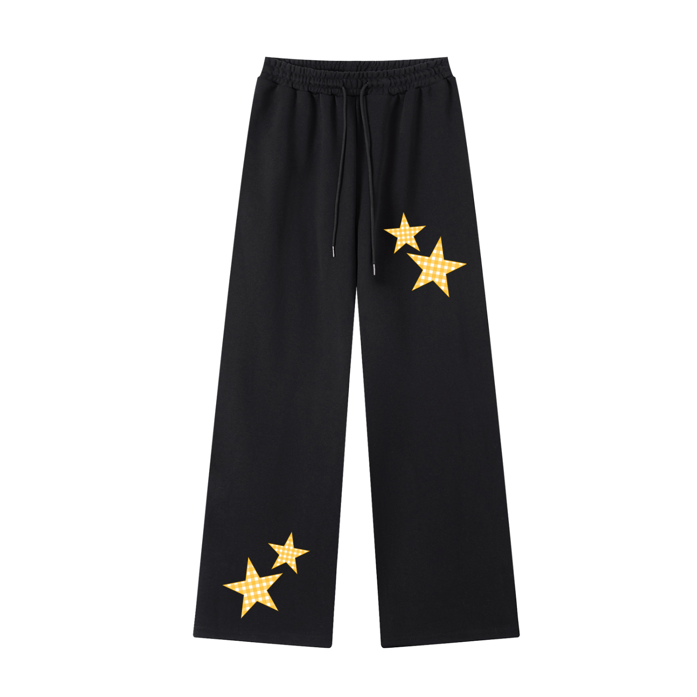 Gold Gingham Straight-Leg Sweatpants