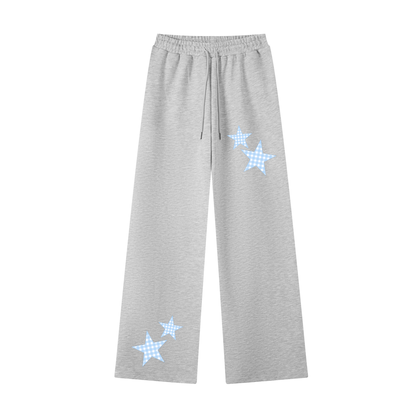 Light Blue Gingham Straight-Leg Sweatpants
