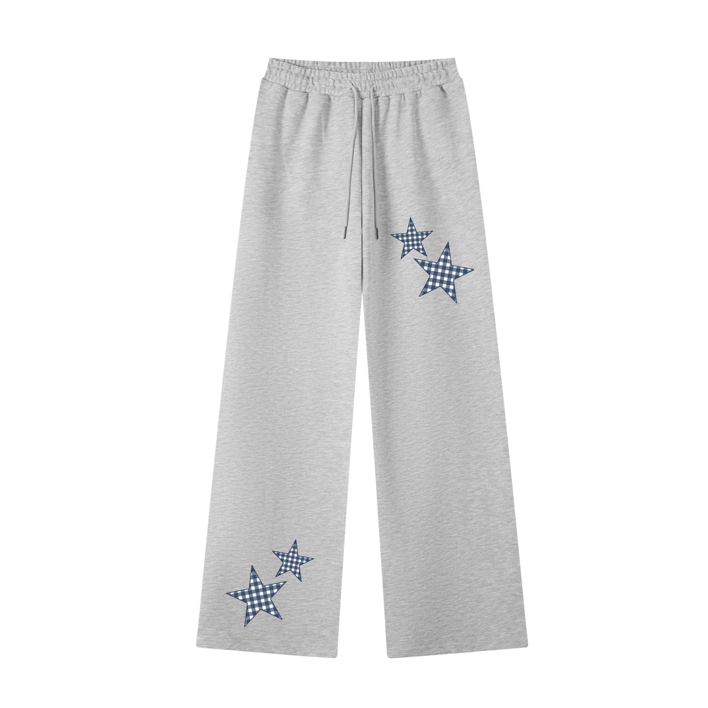 Navy Gingham Straight-Leg Sweatpants