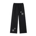 Black Gingham Straight-Leg Sweatpants