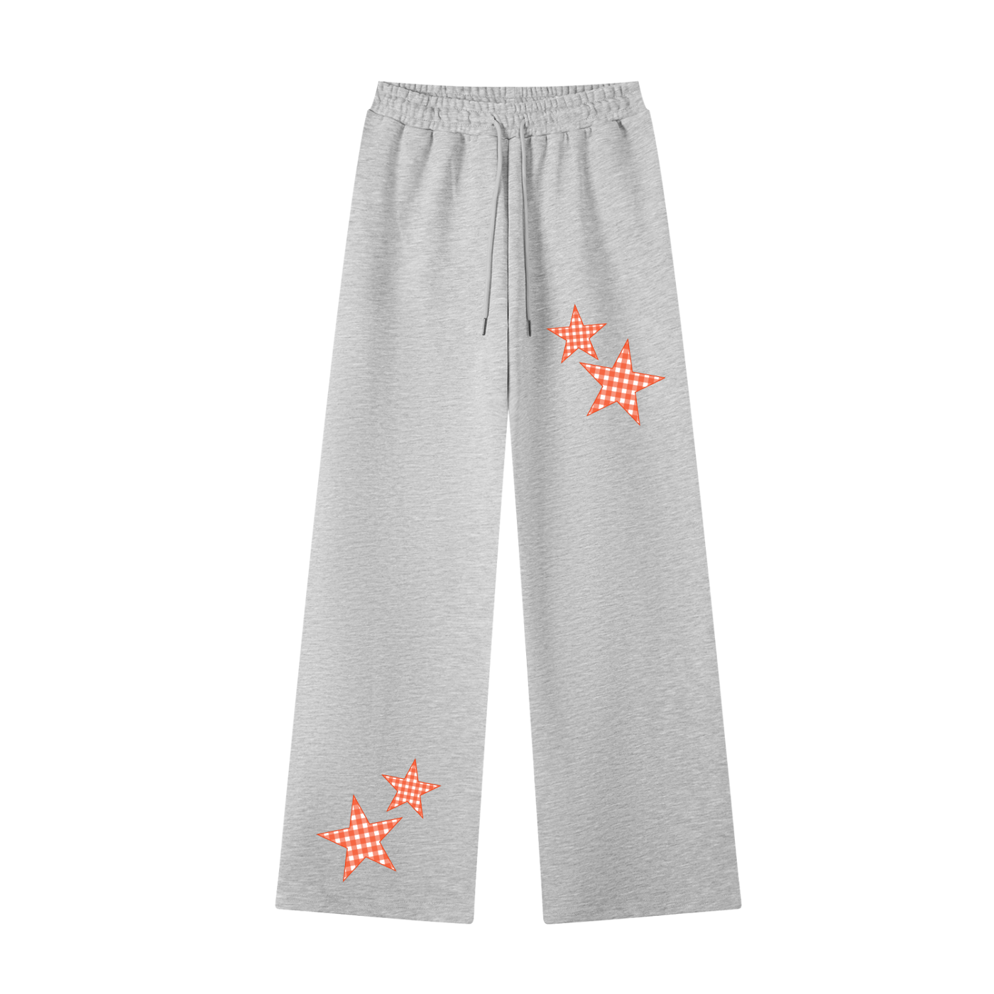 Orange Gingham Straight-Leg Sweatpants