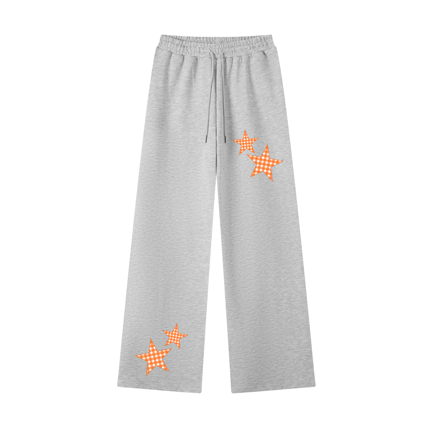 Orange Gingham Straight-Leg Sweatpants