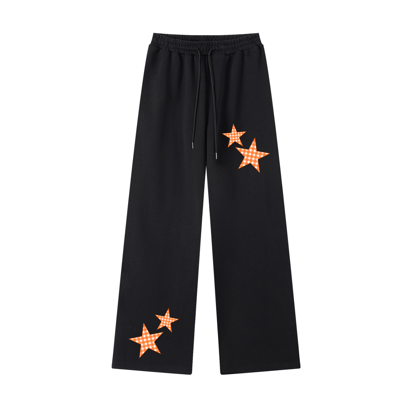 Orange Gingham Straight-Leg Sweatpants