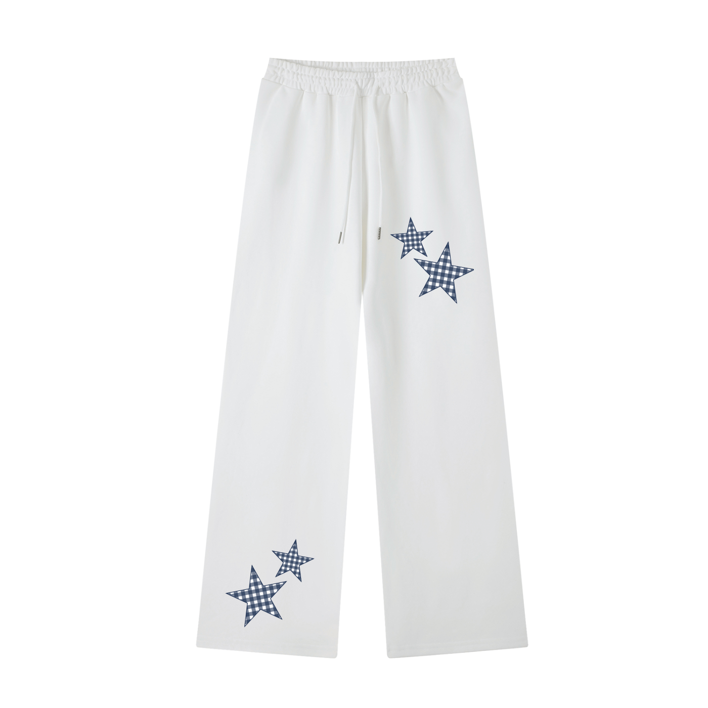 Navy Gingham Straight-Leg Sweatpants