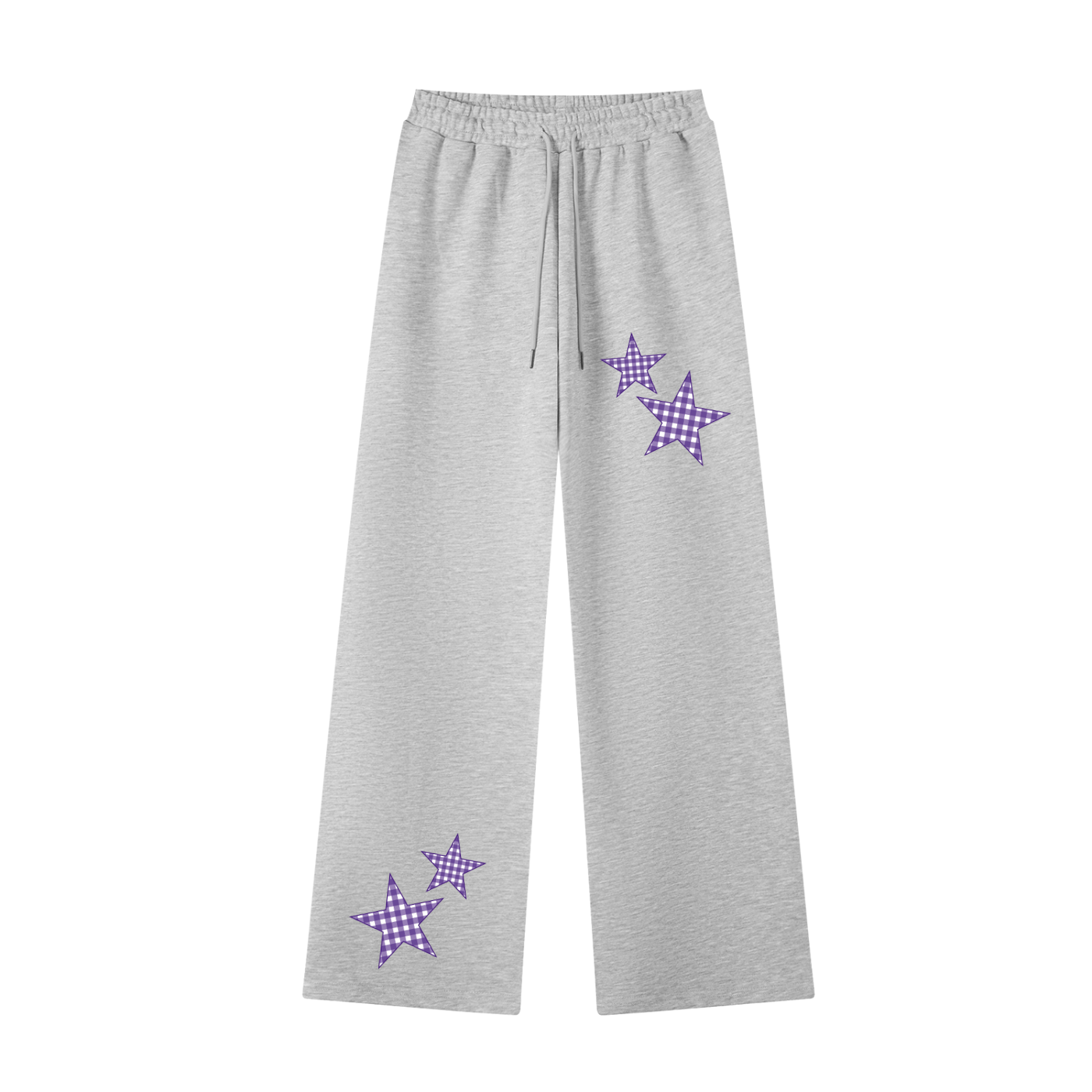 Purple Gingham Straight-Leg Sweatpants